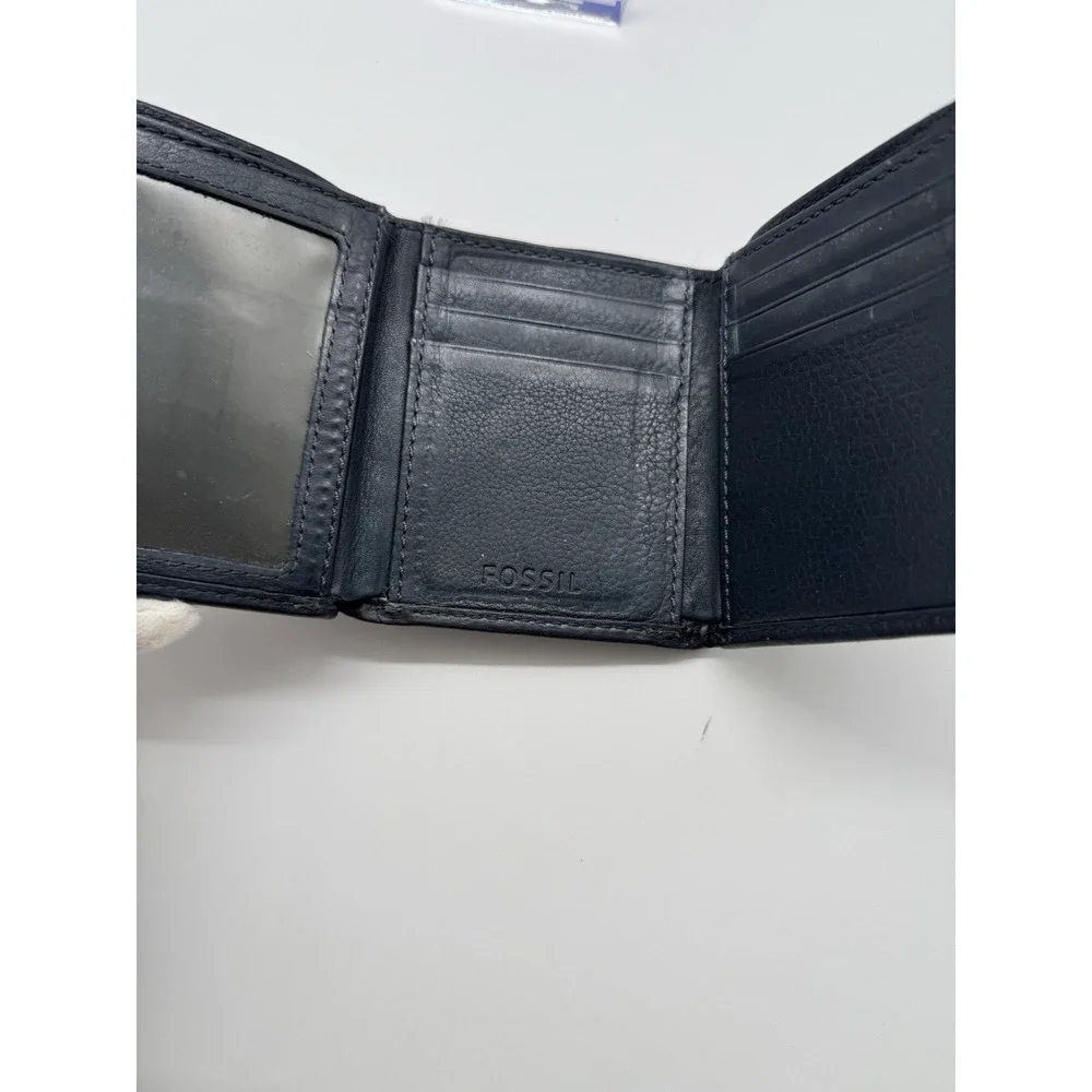 Fossil Brooks Trifold Wallet Blue‎ Leather
